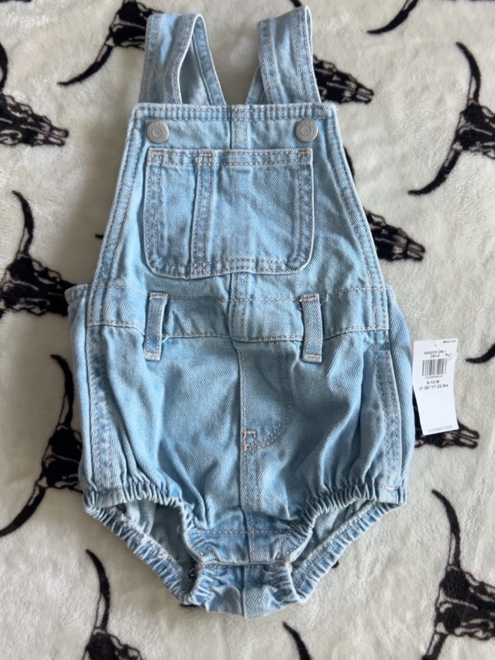 NWT Old Navy Baby Light Wash Denim Bubble Shortalls 6-12M